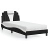 Lit avec matelas noir et blanc 90x190 cm similicuir 