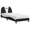 Lit avec matelas noir et blanc 90x190 cm similicuir 