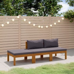 Salon de jardin 3 pcs avec coussin Bois d'acacia solide 