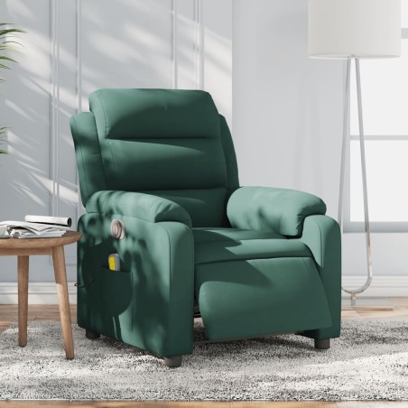 Fauteuil inclinable de massage électrique vert foncé velours 