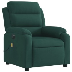 Fauteuil inclinable de massage électrique vert foncé velours 