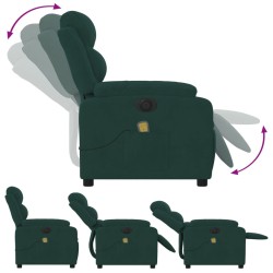 Fauteuil inclinable de massage électrique vert foncé velours 