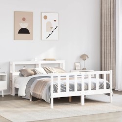 Cadre de lit sans matelas blanc 160x200 cm bois de pin massif 