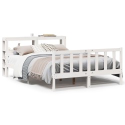 Cadre de lit sans matelas blanc 160x200 cm bois de pin massif 