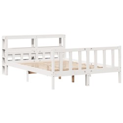 Cadre de lit sans matelas blanc 160x200 cm bois de pin massif 