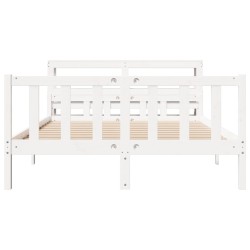 Cadre de lit sans matelas blanc 160x200 cm bois de pin massif 