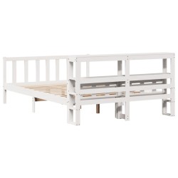 Cadre de lit sans matelas blanc 160x200 cm bois de pin massif 