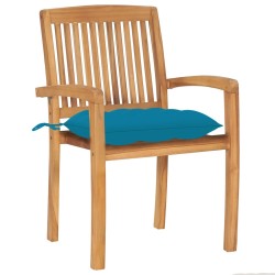 Chaises de jardin empilables avec coussins lot de 4 Teck solide 