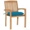 Chaises de jardin empilables avec coussins lot de 4 Teck solide 