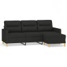 Canapé à 3 places avec repose-pieds Noir 180 cm Tissu 