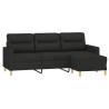 Canapé à 3 places avec repose-pieds Noir 180 cm Tissu 