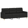 Canapé à 3 places avec repose-pieds Noir 180 cm Tissu 