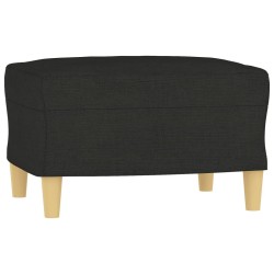 Canapé à 3 places avec repose-pieds Noir 180 cm Tissu 