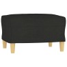 Canapé à 3 places avec repose-pieds Noir 180 cm Tissu 