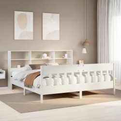 Cadre de lit sans matelas blanc 180x200 cm bois massif de pin 