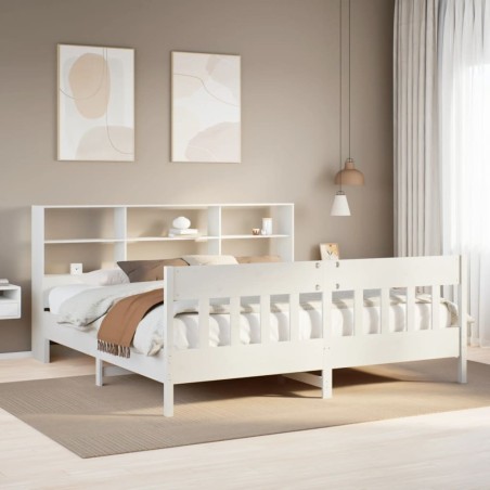 Cadre de lit sans matelas blanc 180x200 cm bois massif de pin 