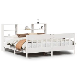 Cadre de lit sans matelas blanc 180x200 cm bois massif de pin 