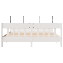Cadre de lit sans matelas blanc 180x200 cm bois massif de pin 