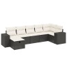 Salon de jardin 7 pcs avec coussins noir résine tressée 