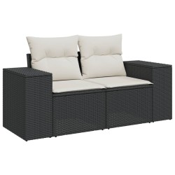 Salon de jardin 6 pcs avec coussins noir résine tressée 