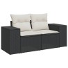 Salon de jardin 6 pcs avec coussins noir résine tressée 