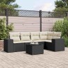 Salon de jardin 6 pcs avec coussins noir résine tressée 