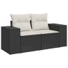 Salon de jardin 6 pcs avec coussins noir résine tressée 