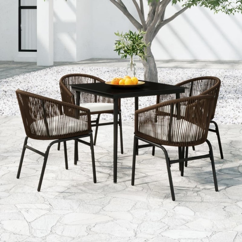 Ensemble à manger de jardin 5 pcs Marron 