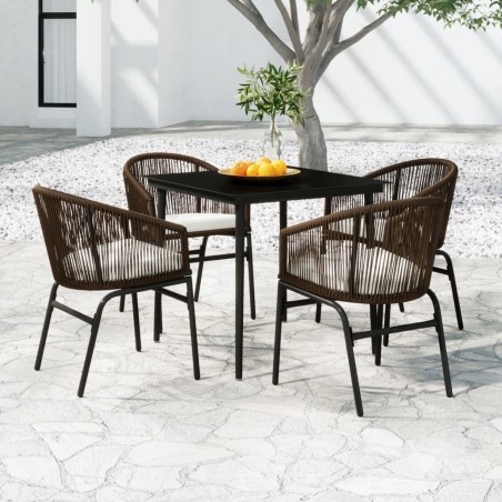 Ensemble à manger de jardin 5 pcs Marron 