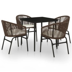Ensemble à manger de jardin 5 pcs Marron 