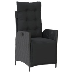 Ensemble à manger de jardin avec coussins 3 pcs Noir 