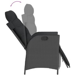 Ensemble à manger de jardin avec coussins 3 pcs Noir 