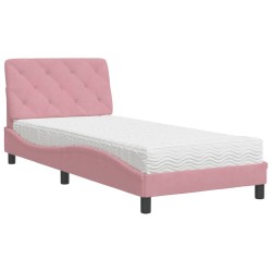 Lit avec matelas rose 80x200 cm velours 