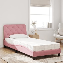 Lit avec matelas rose 80x200 cm velours 