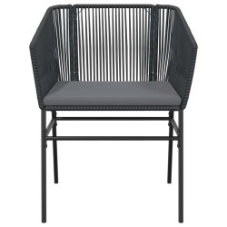 Ensemble à manger de jardin et coussins 5 pcs noir rotin verre 