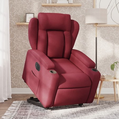 Fauteuil inclinable électrique rouge bordeaux tissu 