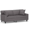 Canapé 2 places avec oreillers décoratifs gris 140cm similicuir 