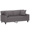 Canapé 2 places avec oreillers décoratifs gris 140cm similicuir 