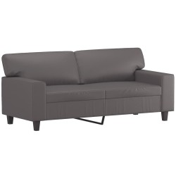 Canapé 2 places avec oreillers décoratifs gris 140cm similicuir 