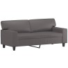 Canapé 2 places avec oreillers décoratifs gris 140cm similicuir 