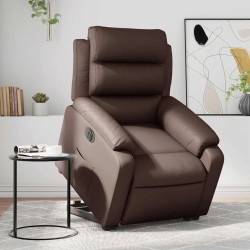 Fauteuil inclinable électrique marron similicuir 