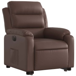 Fauteuil inclinable électrique marron similicuir 