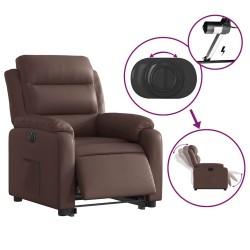 Fauteuil inclinable électrique marron similicuir 