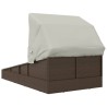 Transat avec toit pliable marron 200x114x128 cm résine tressée 
