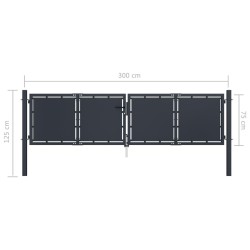 Portail de jardin Acier 300 x 75 cm Anthracite 