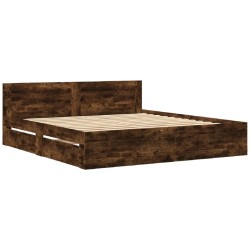 Cadre de lit avec tête de lit sans matelas chêne fumé 180x200cm 