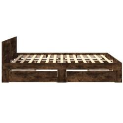 Cadre de lit avec tête de lit sans matelas chêne fumé 180x200cm 
