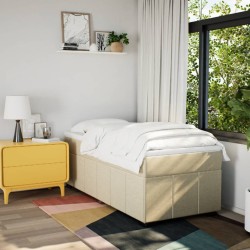 Sommier à lattes de lit et matelas Crème 90x190 cm Tissu 