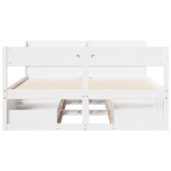 Cadre de lit sans matelas blanc 135x190 cm bois de pin massif 