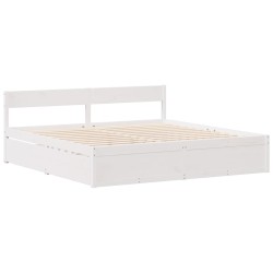Cadre de lit sans matelas blanc 135x190 cm bois de pin massif 